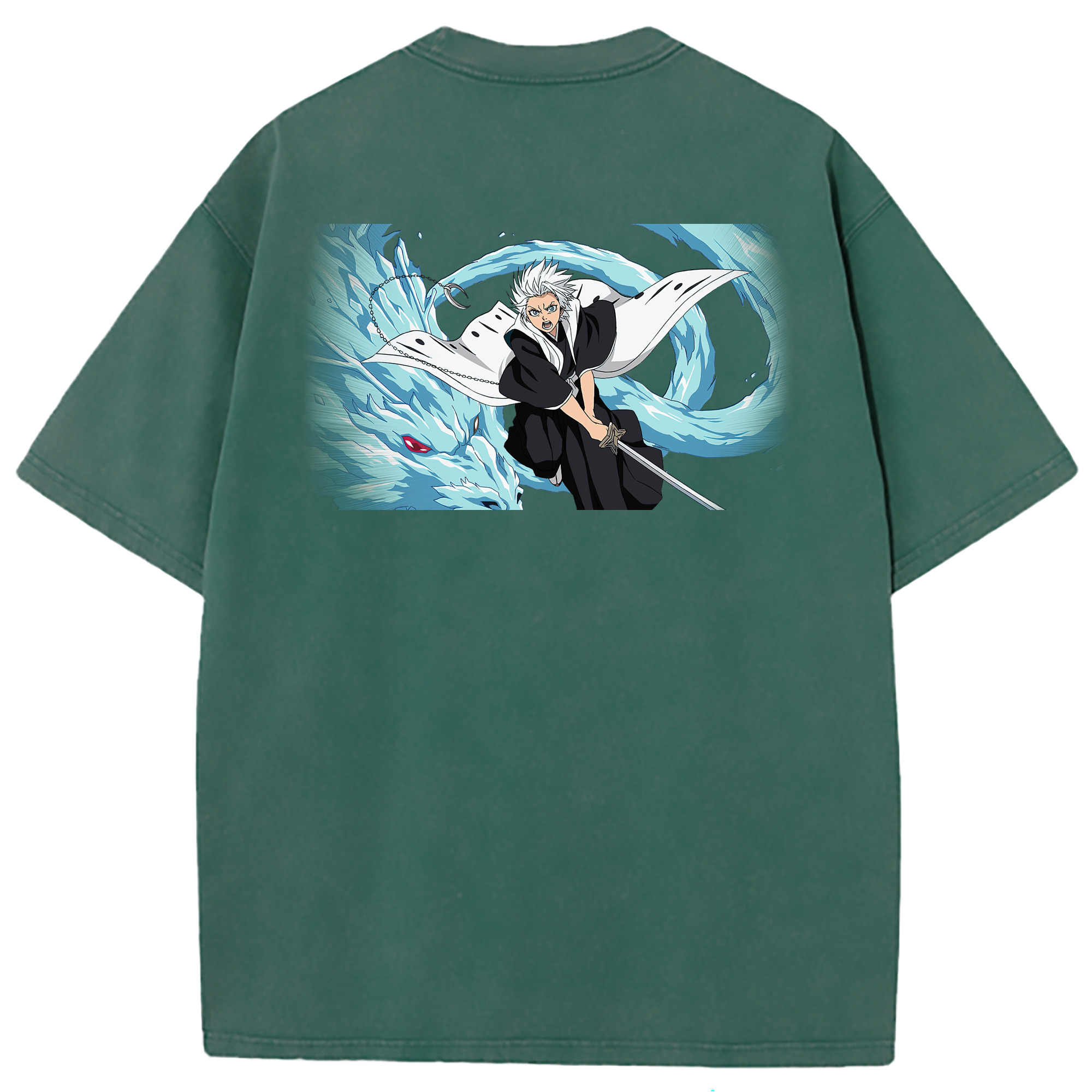 （画像用） ブリーチ 日番谷冬獅郎（ひつがや とうしろう） BLEACH Hitsugaya Toushirou 綿100% ヴィンテージ風 半袖Tシャツ（背面プリント）